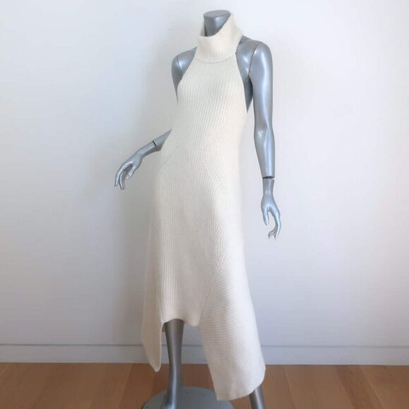 Cult Gaia Akiko Halter Midi Dress Cream Ribbed Knit Size Small NEW - Picture 3 of 8